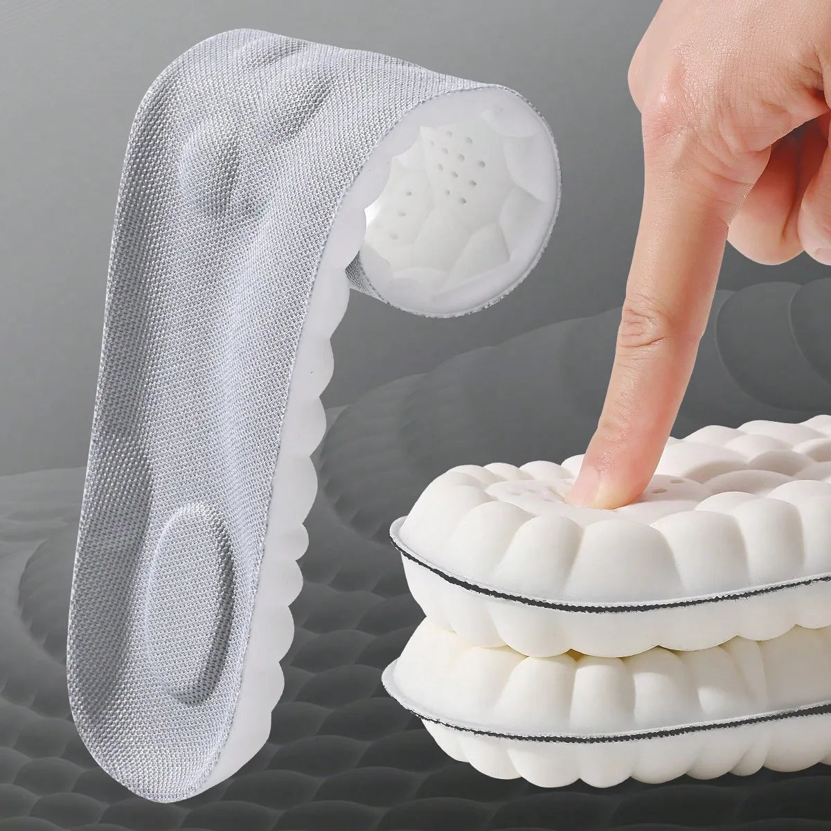 1/2/4Pairs Latex Sport Insoles Soft High Elasticity Shoe Pads Orthotic Breathable Shock Absorption Cushion Arch Support Insole
