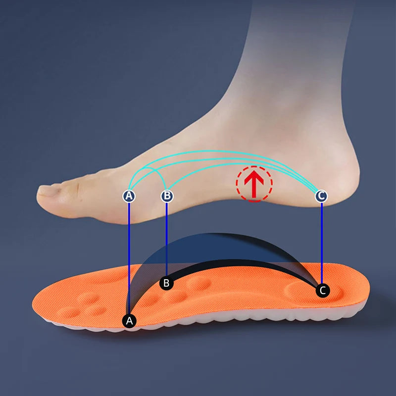1/2/4Pairs Latex Sport Insoles Soft High Elasticity Shoe Pads Orthotic Breathable Shock Absorption Cushion Arch Support Insole